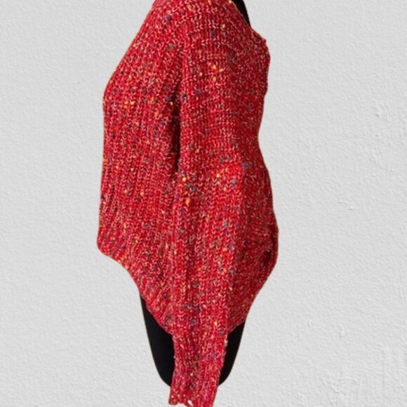 Red Open Back Twisted Boat Neck Red Sweater - Picture 5 of 10